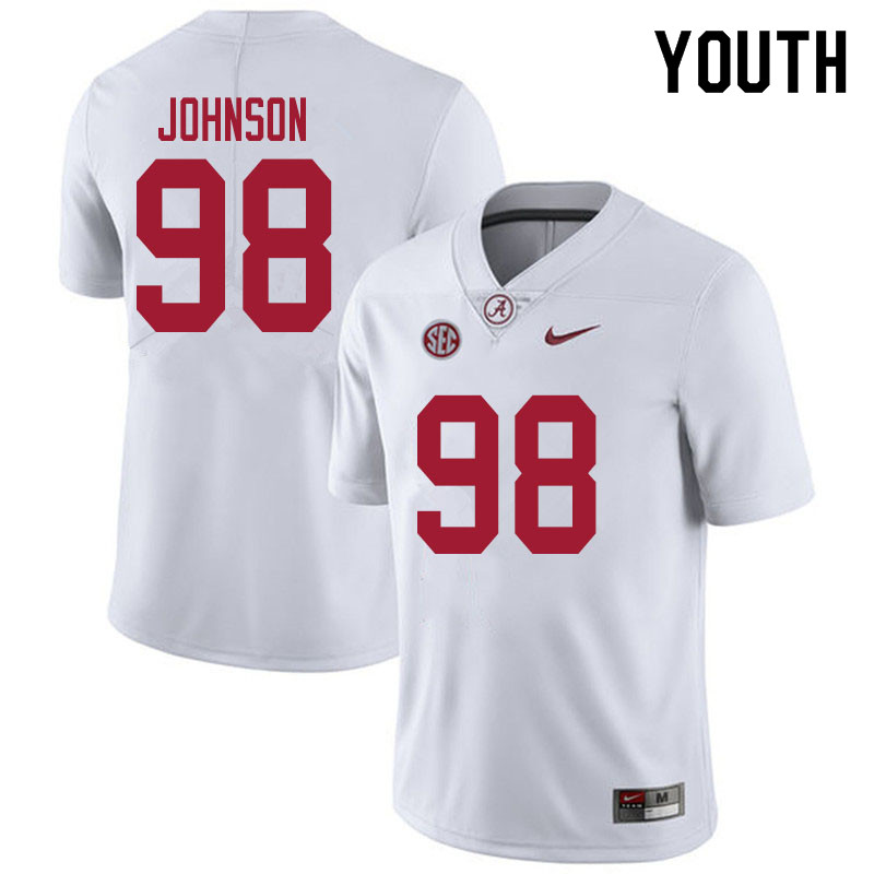 Alabama Crimson Tide Youth Sam Johnson #98 White NCAA Nike Authentic Stitched 2020 College Football Jersey LH16N57TI